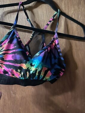 PINK Victoria's Secret Neon Tie-Dye Strappy Sports Bralette